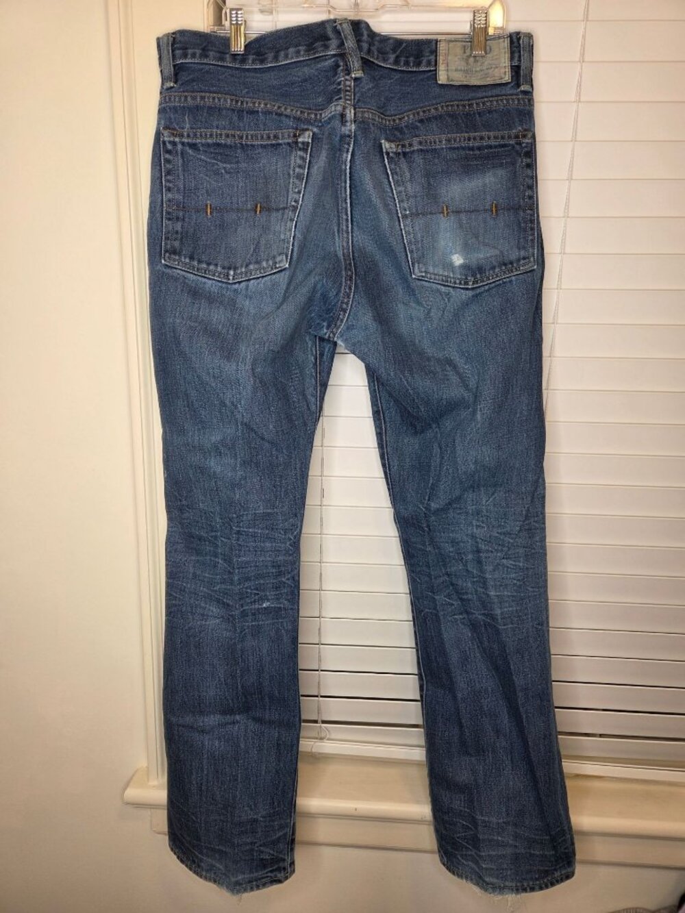 VTG Polo Ralph Lauren Mens 34x32 Straight-Leg Jeans distressed flaw Mexico - Picture 8 of 8